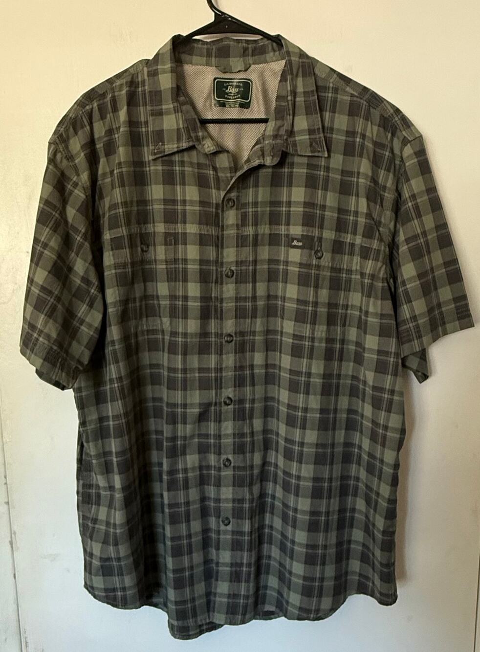 G.H. Bass & Co. Green Plaid Short Sleeve Utility Shirt XXL